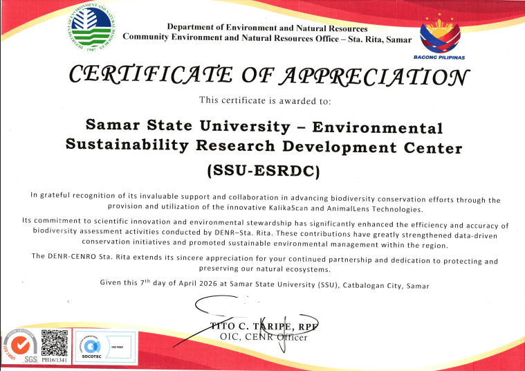 ESRDC award certificate 2