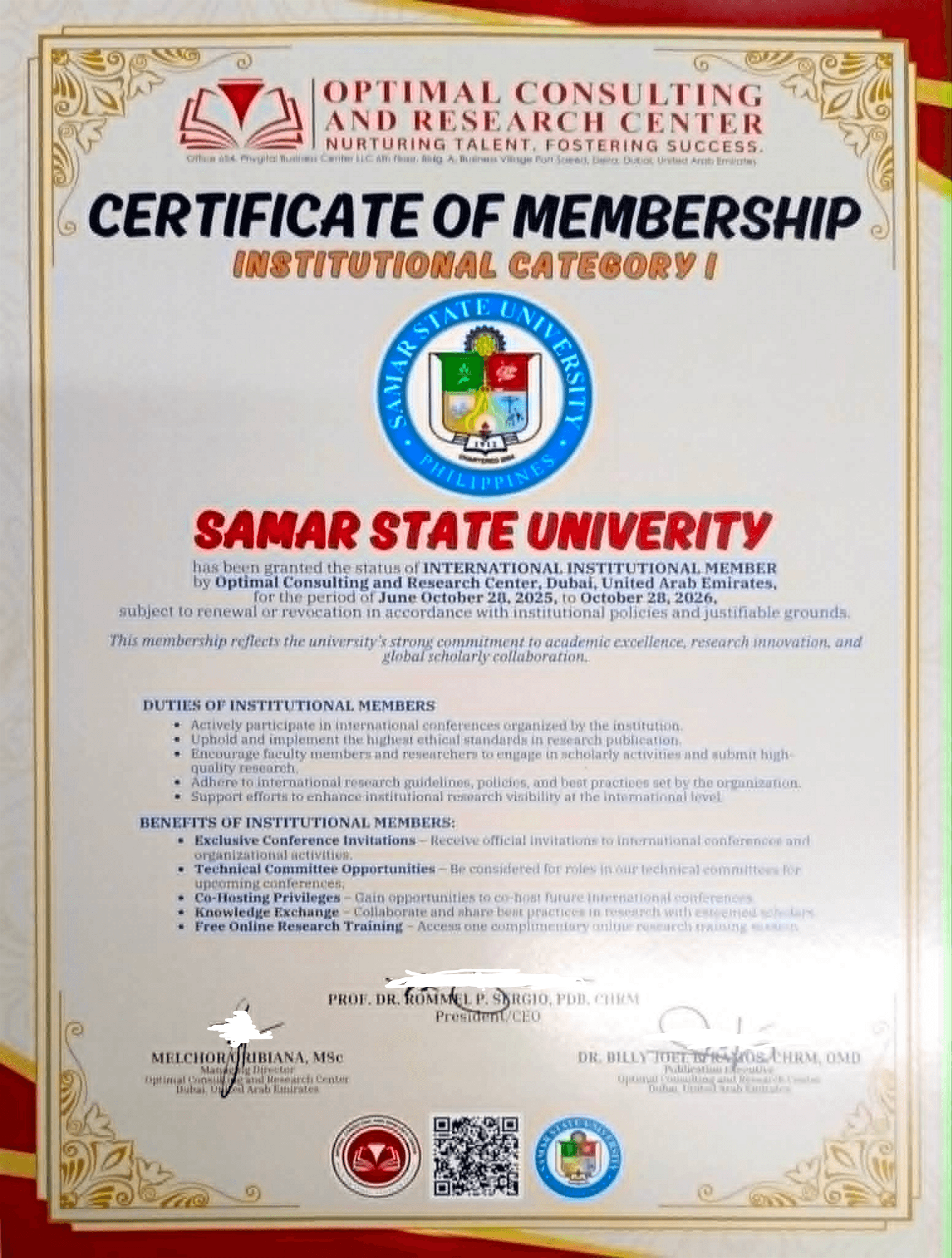 ESRDC award certificate 6
